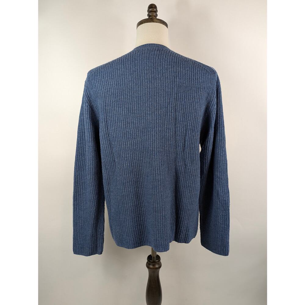Banana Republic Mens L Sweater 100% Fine Merino Wool Blue Long Sleeve Pullover - Picture 3 of 8